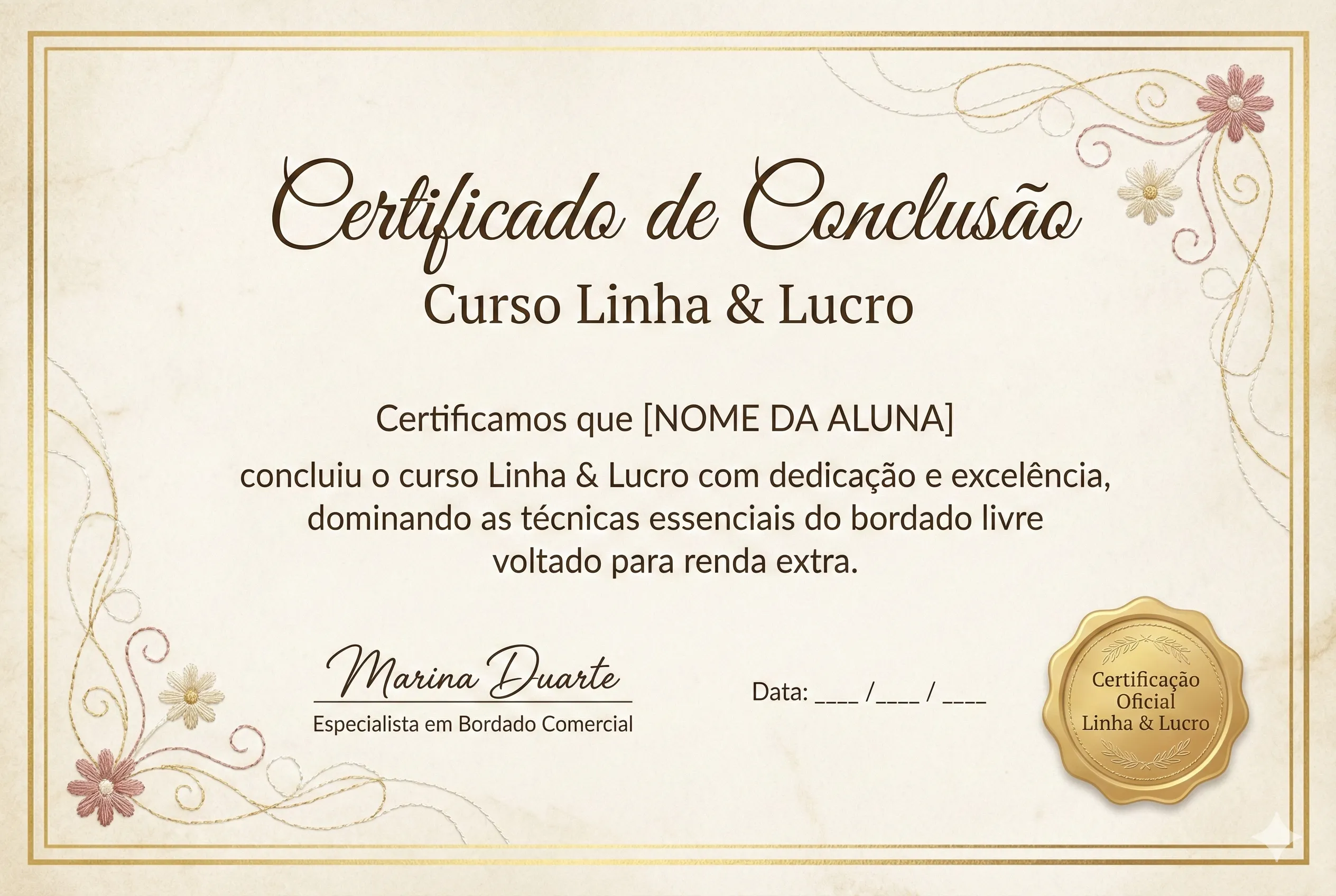 Mockup Certificado Linha & Lucro